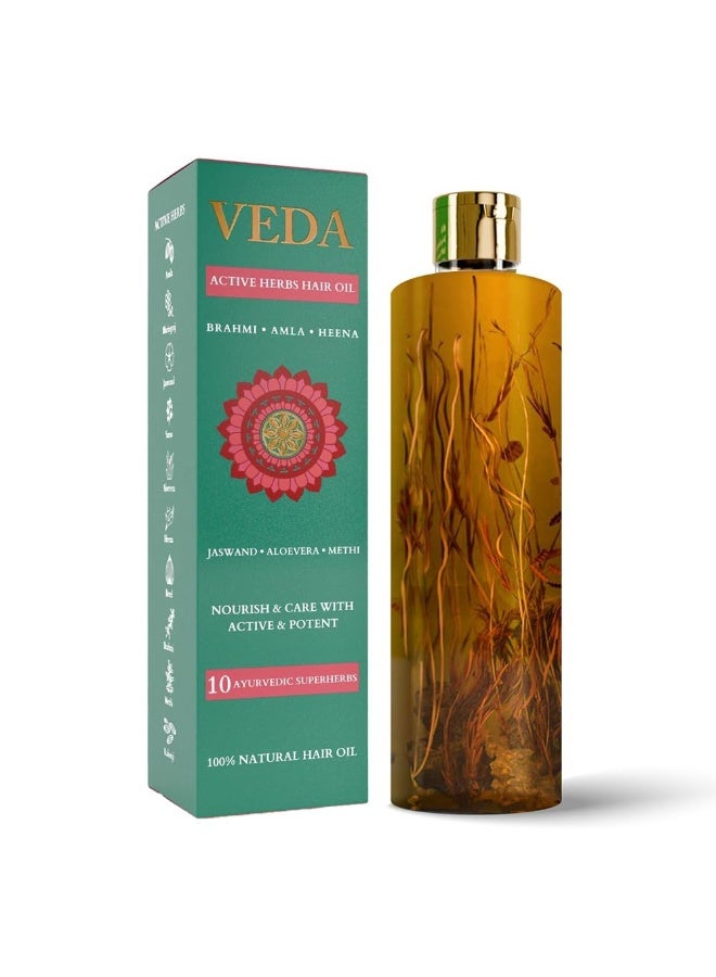 Veda Ayurvedic Cold Pressed Hair Oil | Ayurvedic Jadi Butis Infused Oil | 200ml - Image 1