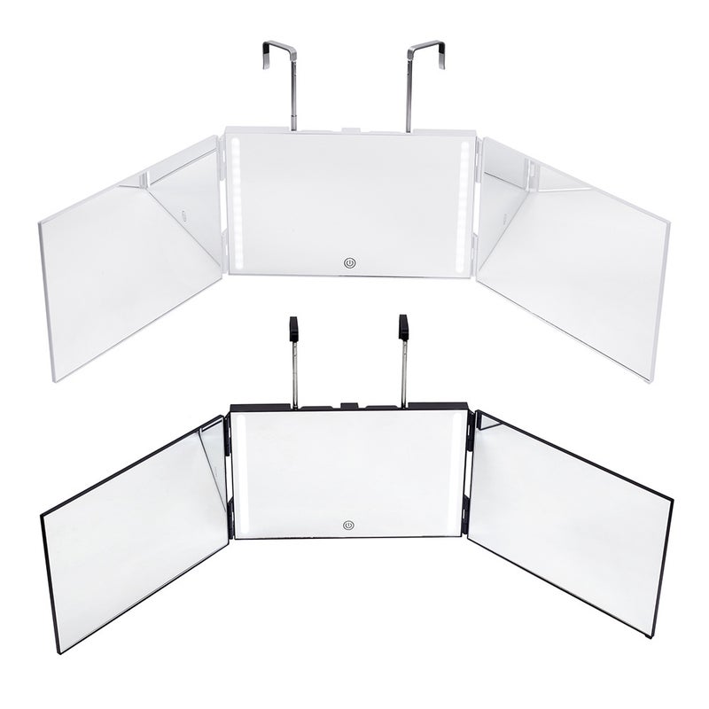 Folding Three-Side Mirror Retractable Hanging Household Fill Light Three-Fold Mirror Multi-Side Makeup Mirror Hd Led Three-Side Folding Mirror - Image 3