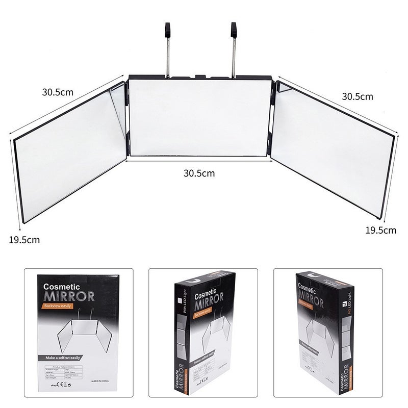 Folding Three-Side Mirror Retractable Hanging Household Fill Light Three-Fold Mirror Multi-Side Makeup Mirror Hd Led Three-Side Folding Mirror - Image 2