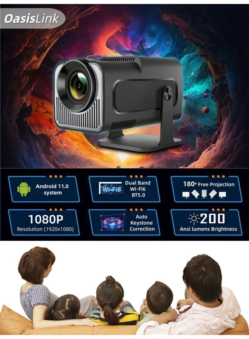أواسيس لينك جهاز عرض ذكي HY320mini - دقة عالية 1080 بكسل، دوران 180 درجة، ضبط تلقائي للصورة، مناسب للمكتب/المنزل، قابس المملكة المتحدة (أسود) - Image 1