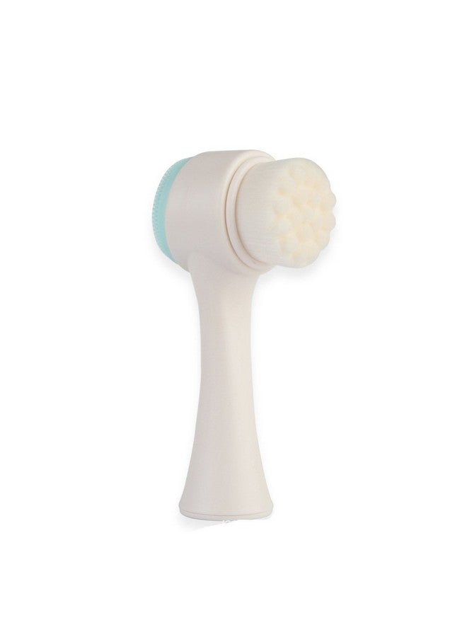 Semilyn 2 In 1 Face Brush Double Sided Facial Cleansing Brush Silicone Cleansing Side And Soft Bristles Washing Face Cleansing And Exfoliating Scrubber To Massage And Scrub Your Skin (White And Blue) - Image 1