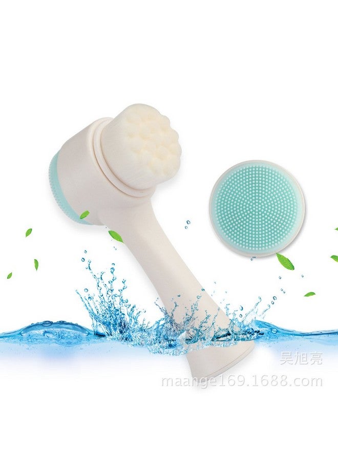 Semilyn 2 In 1 Face Brush Double Sided Facial Cleansing Brush Silicone Cleansing Side And Soft Bristles Washing Face Cleansing And Exfoliating Scrubber To Massage And Scrub Your Skin (White And Blue) - Image 4