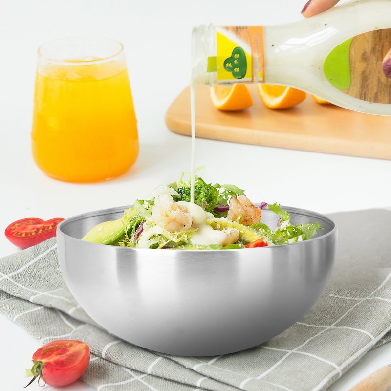 🍳 وعاء فاكهة كبير من الفولاذ المقاوم للصدأ للسلطات والحلويات - Image 5