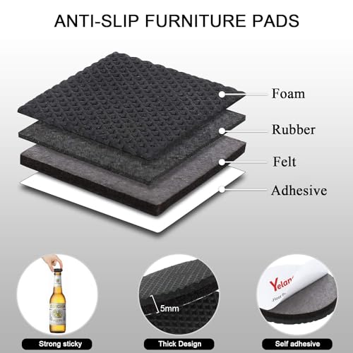 Yelanon Non Slip Furniture Pads -24 pcs 2.5" Furniture Grippers, Non Skid for Furniture Legs,Self Adhesive Rubber Furniture Feet, Anti Slide Furniture Hardwood Floor Protector for Keep Couch Stoppers - Image 3