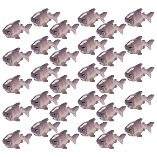Exasinine 30 Pcs Resin Shark Miniature Shark DIY Accessories Kit Fish Tank Decoration Set for Fairy Garden Succulent Planter Moss Landscape DIY Terrarium Home Décor (Gray) - Image 1