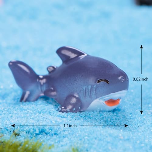 Exasinine 30 Pcs Resin Shark Miniature Shark DIY Accessories Kit Fish Tank Decoration Set for Fairy Garden Succulent Planter Moss Landscape DIY Terrarium Home Décor (Gray) - Image 2