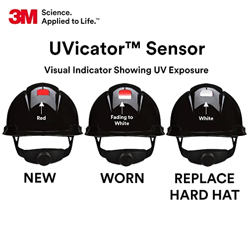 3M Hard Hat SecureFit H-712SFR-UV, Black, Non-Vented Cap Style Safety Helmet with Uvicator Sensor, 4-Point Pressure Diffusion Ratchet Suspension, ANSI Z87.1 - Image 4