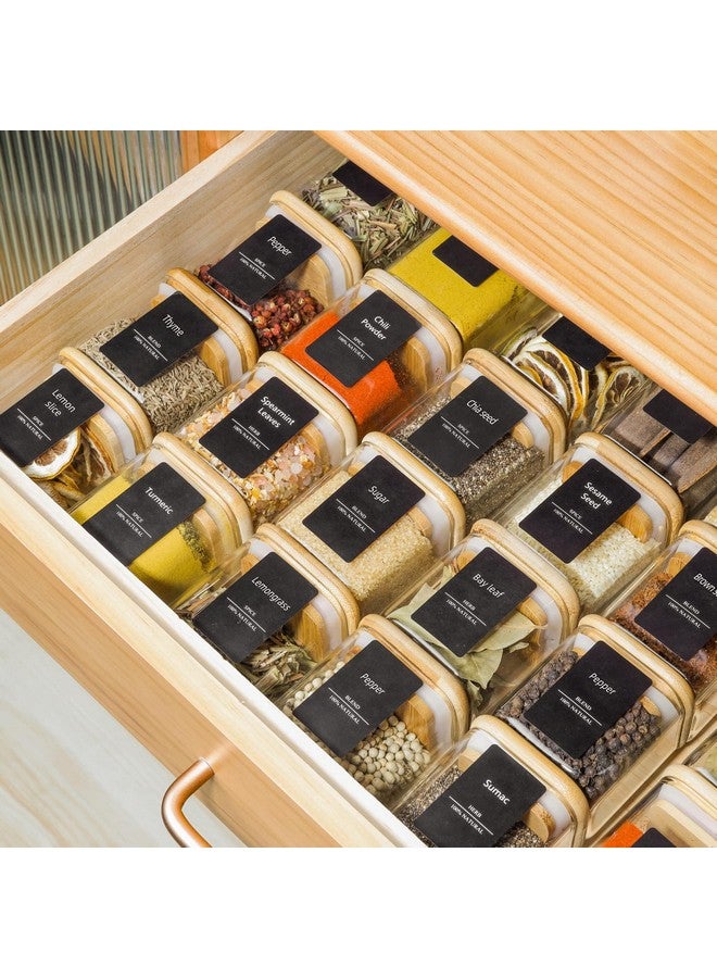 ComSaf 12Pcs Glass Spice Jars with Bamboo Lid, 4oz Airtight Square Spice Containers with 275 Black Lables, Empty Seasoning Jars for Spice Salt Sugar - Image 5