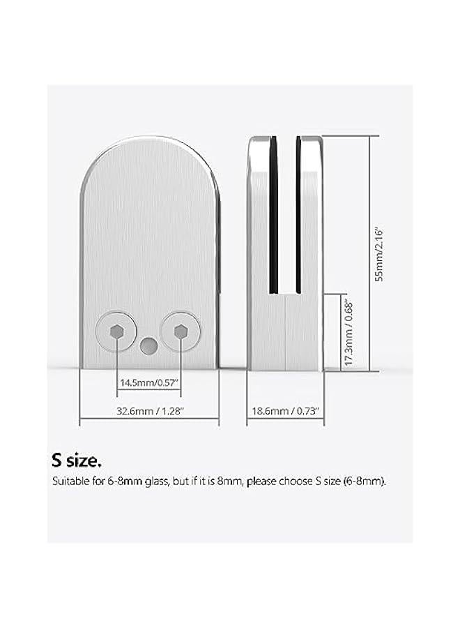 Glass Clamps,  8 PCS Stainless Steel 304 Glass Clamps Adjustable 6-8mm (15/64-5/16 Inch) Glass Bracket Flat Back for Balustrade Staircase Handrail  - Image 2