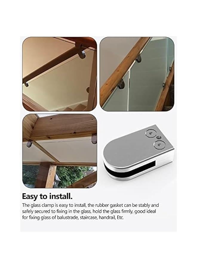 Glass Clamps,  8 PCS Stainless Steel 304 Glass Clamps Adjustable 6-8mm (15/64-5/16 Inch) Glass Bracket Flat Back for Balustrade Staircase Handrail  - Image 3
