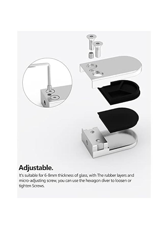Glass Clamps,  8 PCS Stainless Steel 304 Glass Clamps Adjustable 6-8mm (15/64-5/16 Inch) Glass Bracket Flat Back for Balustrade Staircase Handrail  - Image 4