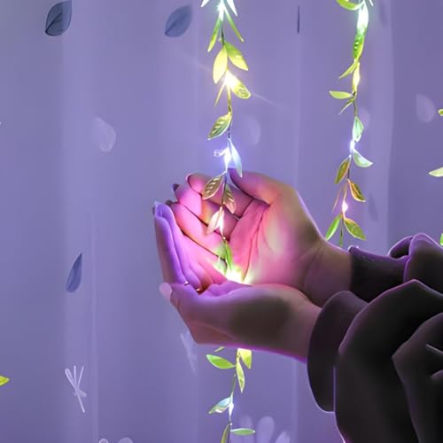 Litehom Diwali Fairy Lights Leaf Curtain String Light, 180 LED Artificial Leaf Vine with 8 Modes for Diwali, Navratri, Christmas & New Year Home & Party Decor (10×3 ft) Multicolor - Image 2