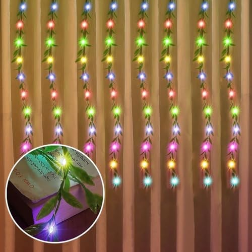 Litehom Diwali Fairy Lights Leaf Curtain String Light, 180 LED Artificial Leaf Vine with 8 Modes for Diwali, Navratri, Christmas & New Year Home & Party Decor (10×3 ft) Multicolor - Image 1