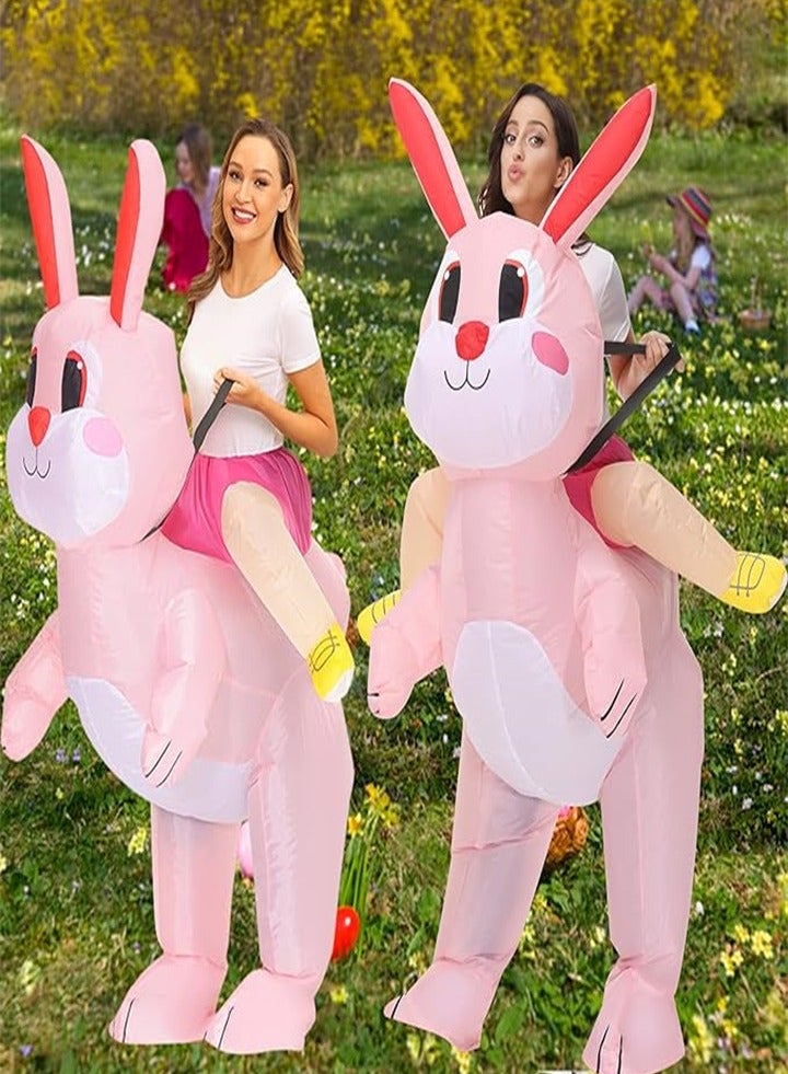 Fun Cartoon Inflatable Bunny Costume - Party Game New Year's Eve Interactive Prank Costume for Both Men and Women, Full Set Includes Inflatable Pump, Large Long-Eared Bunny Stage Performance Costume, Suitable for Adults and Children - Image 2