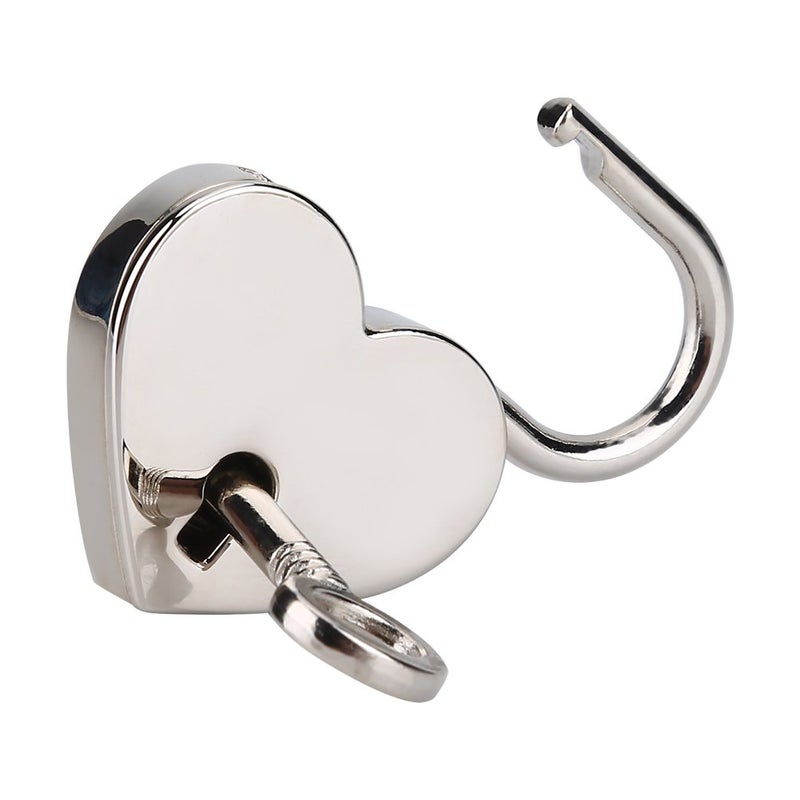 WALFRONT Silver Padlock with Key 2PackHeartShaped Skeleton Key Lock SetZinc Metal Lo - Image 2