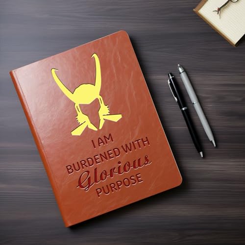 JOHSBYD Loki Lover Gifts I Am Burdened With Glorious Purpose Leather Notebook TV Show Gift Cosplay Movie Lover Gifts Birthday Graduation Gifts for Son Daughter (loki+golden) - Image 4