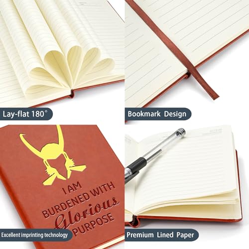JOHSBYD Loki Lover Gifts I Am Burdened With Glorious Purpose Leather Notebook TV Show Gift Cosplay Movie Lover Gifts Birthday Graduation Gifts for Son Daughter (loki+golden) - Image 3