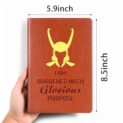 JOHSBYD Loki Lover Gifts I Am Burdened With Glorious Purpose Leather Notebook TV Show Gift Cosplay Movie Lover Gifts Birthday Graduation Gifts for Son Daughter (loki+golden) - Image 2