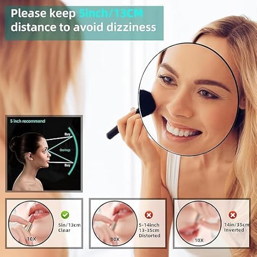 UDHVREKH UDHVREKH 10X Magnifying Mirror with DoubleSuction Cup for Achieving Perfect Makeup Portable Shaving Acne Blackhead Removal Travel Bathroom Compact and Portable Hand Mirror for Womens or Men - Image 5