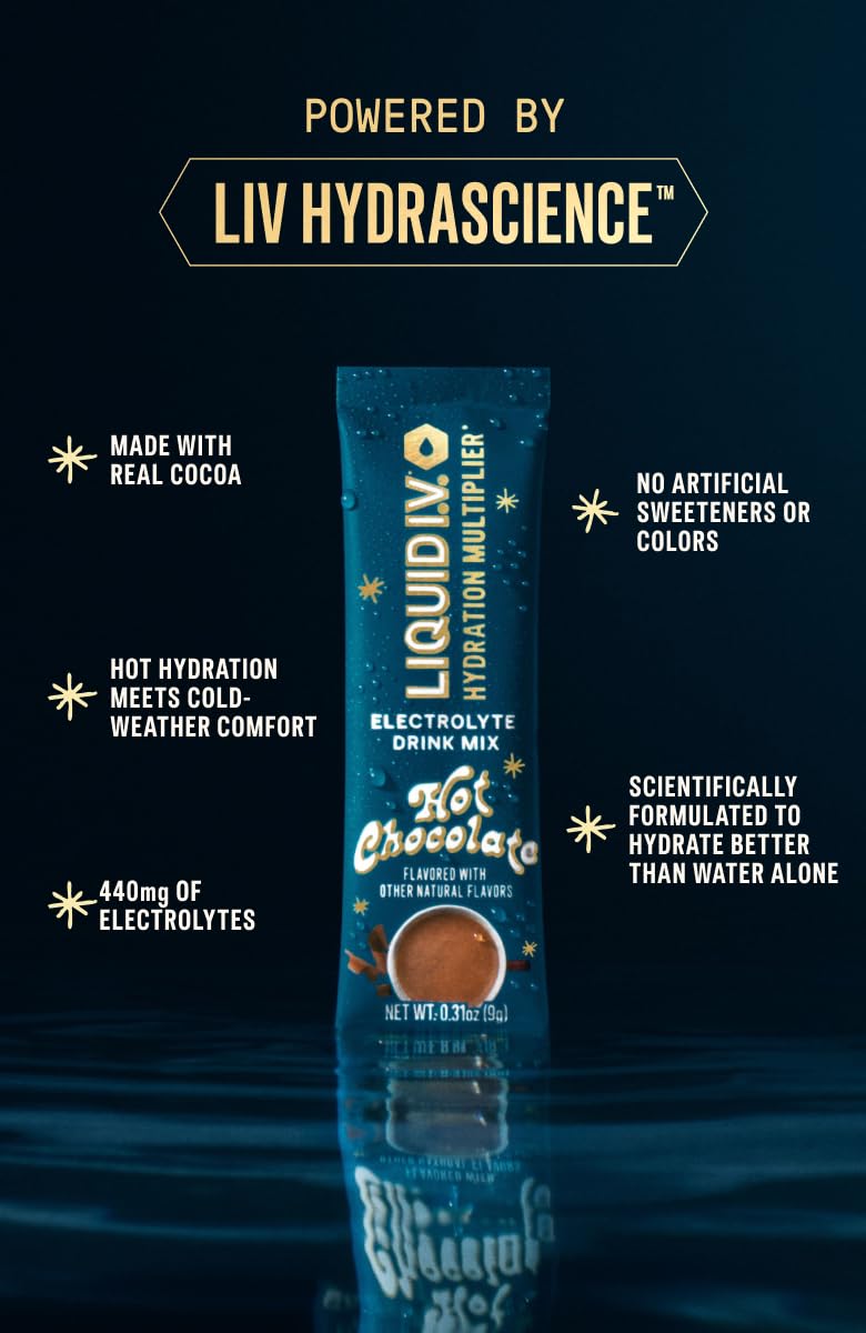 Liquid I.V. سائل آي.في.® مضاعف الترطيب شوكولاتة ساخنة | مشروب مسحوق الإلكتروليت إصدار محدود | عبوة 2 (12 حصة) - Image 4