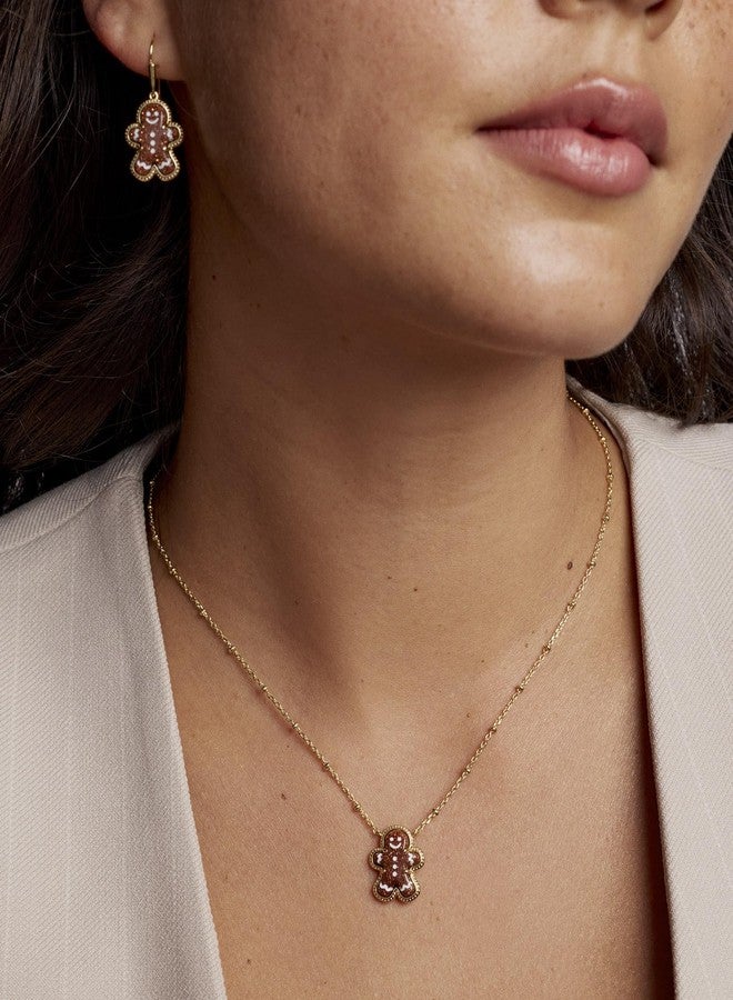 كيندرا سكوت قلادة قصيرة من كيندرا سكوت بتصميم خبز الزنجبيل، حجر ذهبي بني، نحاس مطلي بالذهب عيار 14 قيراط، مجوهرات عصرية للنساء - Image 4