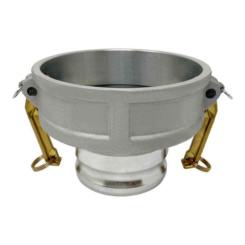 Gloxco Aluminum Type DA Cam and Groove Hose Fitting, Reducer, 6" Female Camlock x 4" Male Camlock (CAM-6040-DA-AL) - Image 1