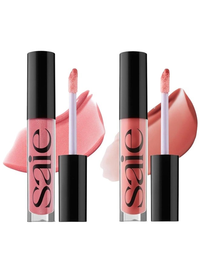 Saie Glossybounce Duo - Hybrid Tinted Lip Oil & Lip Gloss Set - Hydrating, Non-Sticky Shine with Hyaluronic Acid & Jojoba Oil for Soft, Plump Lips - Makeup Gift Set - Disco & Bounce (2 Count) - Image 1