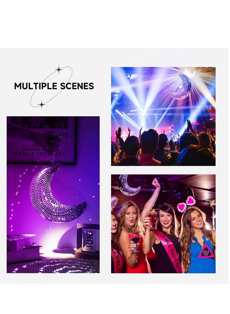 KASTWAVE كرة ديسكو على شكل قمر، 8 بوصة كرة ديسكو معلقة، كرات مرآة فضية لأسطح المسرح، ديكور منزل فني لتزيين الشجرة، حفلة، غرفة، فناء، كرة مرآة عتيقة مصنوعة يدوياً، 1 قطعة - Image 5