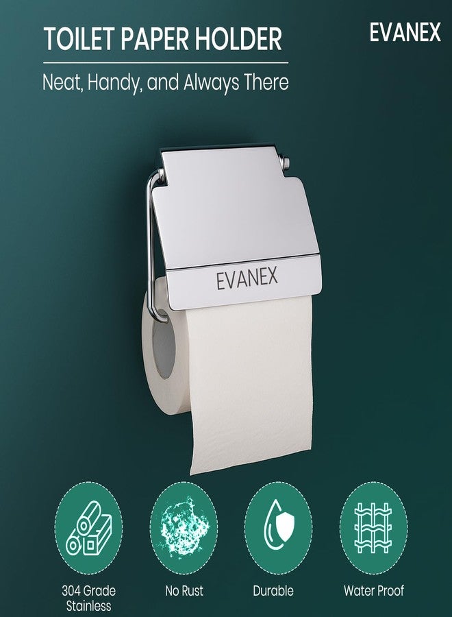 EVANEX Toilet Tissue Paper Roll Holder with Cover, 304 Stainless Steel Toilet Paper Stand, Tissue Paper Roll Holder for Bathroom, Bathroom Accessories Organiser (Aquarius) - Image 2