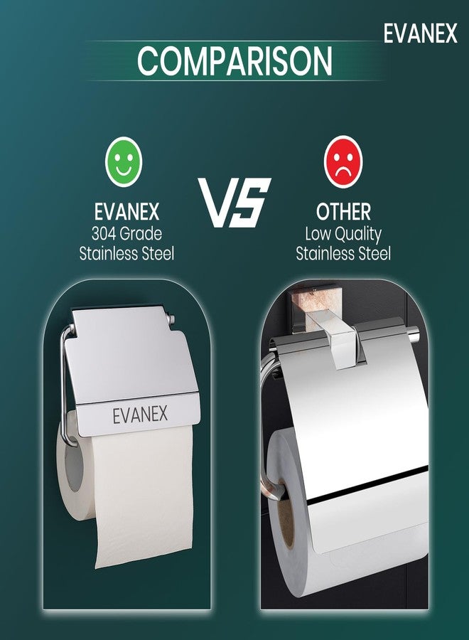 EVANEX Toilet Tissue Paper Roll Holder with Cover, 304 Stainless Steel Toilet Paper Stand, Tissue Paper Roll Holder for Bathroom, Bathroom Accessories Organiser (Aquarius) - Image 3