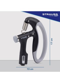 STRAUSS D-Shape Hand Grip With Digital Counter | Adjustable Resistance (10Kg -100Kg) | Hand/Power Gripper For Home & Gym Workouts | Finger & Forearm Hand Exercises & Strength Building (Black)  - Image 4
