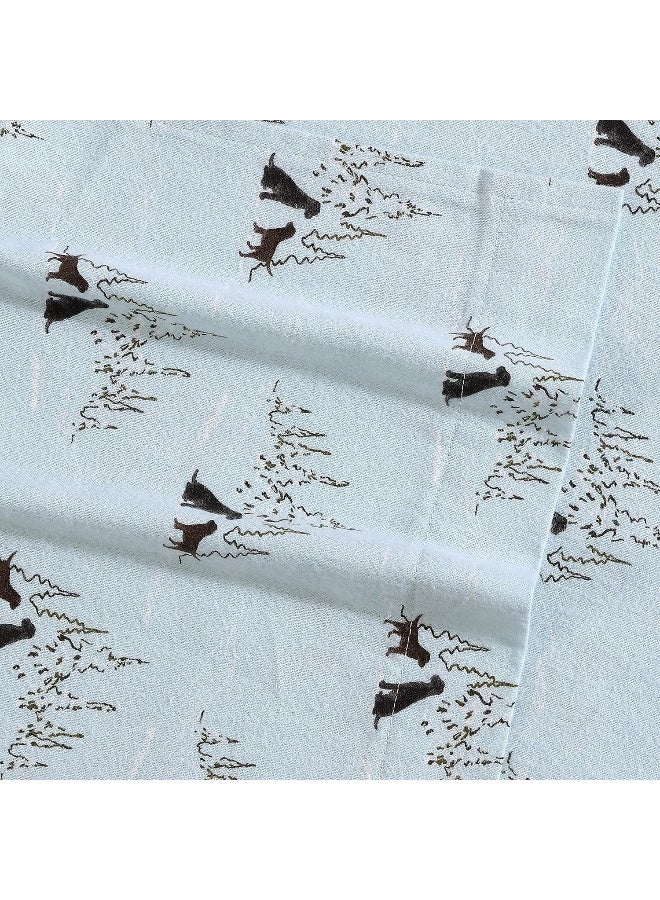 Eddie Bauer - Flannel Sheets Full Size, Anti-Pilling & Wrinkle Resistant Cotton, Touchably Soft for All-Season Comfort - Bed Sheets with Matching Pillowcases & Fitted Sheet (Dog Friends Blue) - Image 5