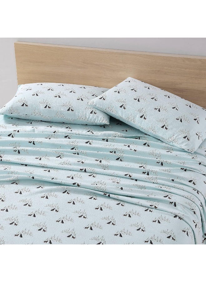 Eddie Bauer - Flannel Sheets Full Size, Anti-Pilling & Wrinkle Resistant Cotton, Touchably Soft for All-Season Comfort - Bed Sheets with Matching Pillowcases & Fitted Sheet (Dog Friends Blue) - Image 3