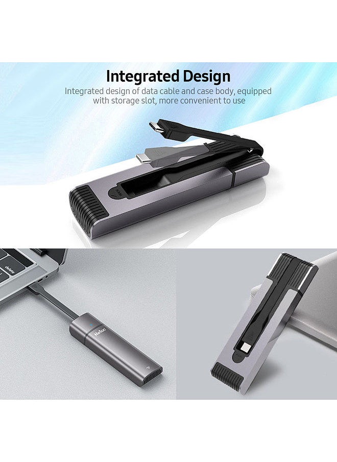 WH21 M.2 SATA Protocol Portable Hard Disk Case High-speed Transmission Aluminum Alloy Shell Built-in Data Cable