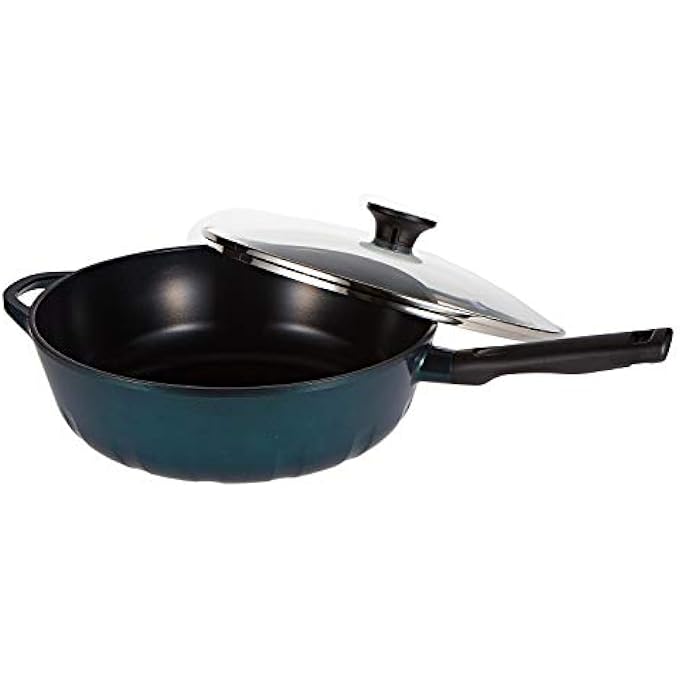 كورنينج وير ريترو فلام ووك 30 سم وعاء طهي من الألومنيوم المصبوب مع غطاء زجاجي أخضر - Image 1