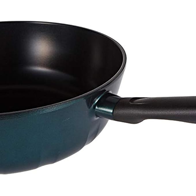 كورنينج وير ريترو فلام ووك 30 سم وعاء طهي من الألومنيوم المصبوب مع غطاء زجاجي أخضر - Image 3