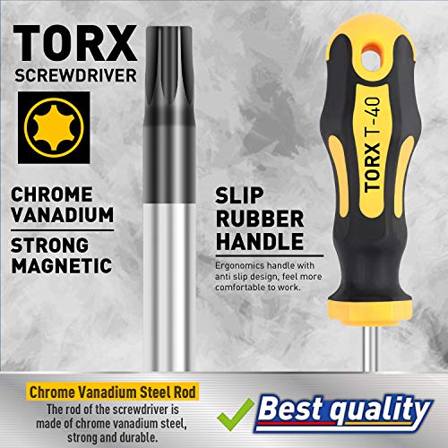 Amartisan 12-Piece Magnetic Torx Screwdrivers Set, Magnetic Torx Driver Star Screwdrivers Set T5 - T40 Best Choice - Image 5