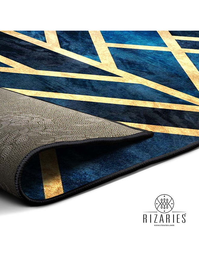 RIZARIES Art Deco Blue Centerpiece Rug, Fabric, Rectangle  - Image 3