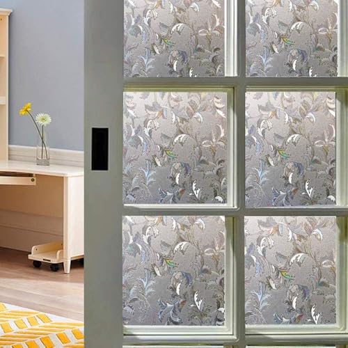 WALLTON Privacy Vinyl Frosted Window Film Glass Sticker Self-Adhesive Film Tint Wallpaper Opaque Sheet for Glass Privacy Cover Window, Door, Office, Home.| Anti-UV. (16x192 Inch, Coriander Leaves) - Image 3