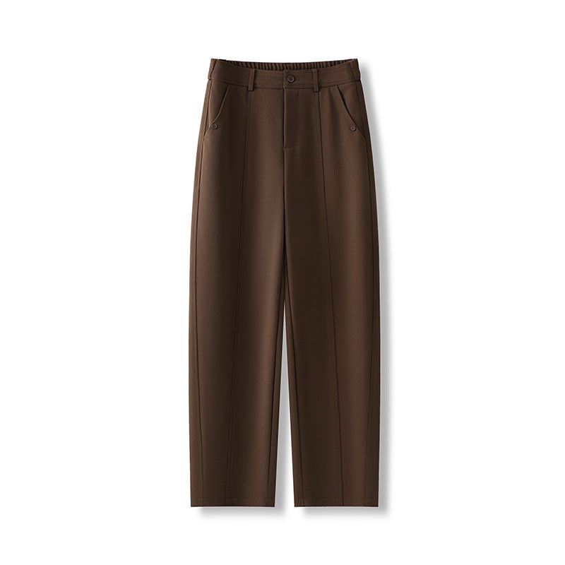 Spring Smoke Tube Pants Womens New High Waist Slim-Fit Slimming Stretch Straight Pants All-Match Commuter Small Casual Pants Coffee - Image 4