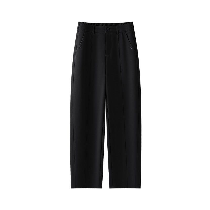 Spring Smoke Tube Pants Womens New High Waist Slim-Fit Slimming Stretch Straight Pants All-Match Commuter Small Casual Pants Coffee - Image 2