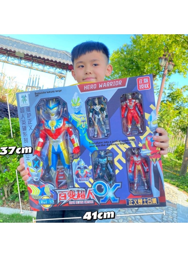 Children's Genuine Chinese Superman Toy Shaper Doll OTE Monster Boy Gift Box Full Set Of Toys-Color: Superman 5 Pack 219 - Image 1