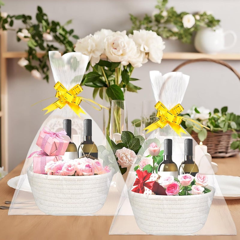 Tatuo 6 Sets Small Woven Basket with Gift Bags Pull Bows Empty Gift Baskets Bulk Cotton Rope Storage for Back to School Nursery Birthday Wedding Friends75 x 69 x 29 Inches - Image 3
