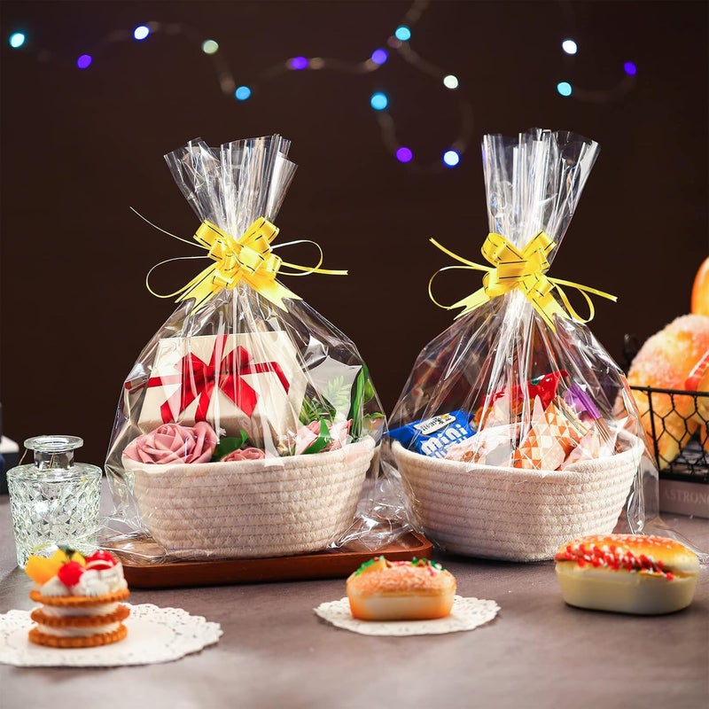 Tatuo 6 Sets Small Woven Basket with Gift Bags Pull Bows Empty Gift Baskets Bulk Cotton Rope Storage for Back to School Nursery Birthday Wedding Friends75 x 69 x 29 Inches - Image 4
