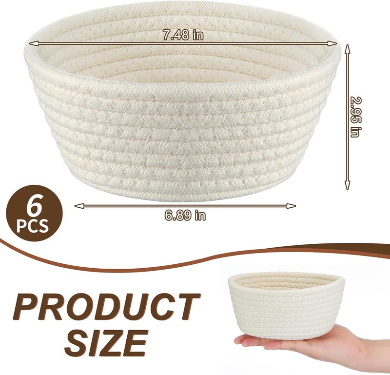 Tatuo 6 Sets Small Woven Basket with Gift Bags Pull Bows Empty Gift Baskets Bulk Cotton Rope Storage for Back to School Nursery Birthday Wedding Friends75 x 69 x 29 Inches - Image 2