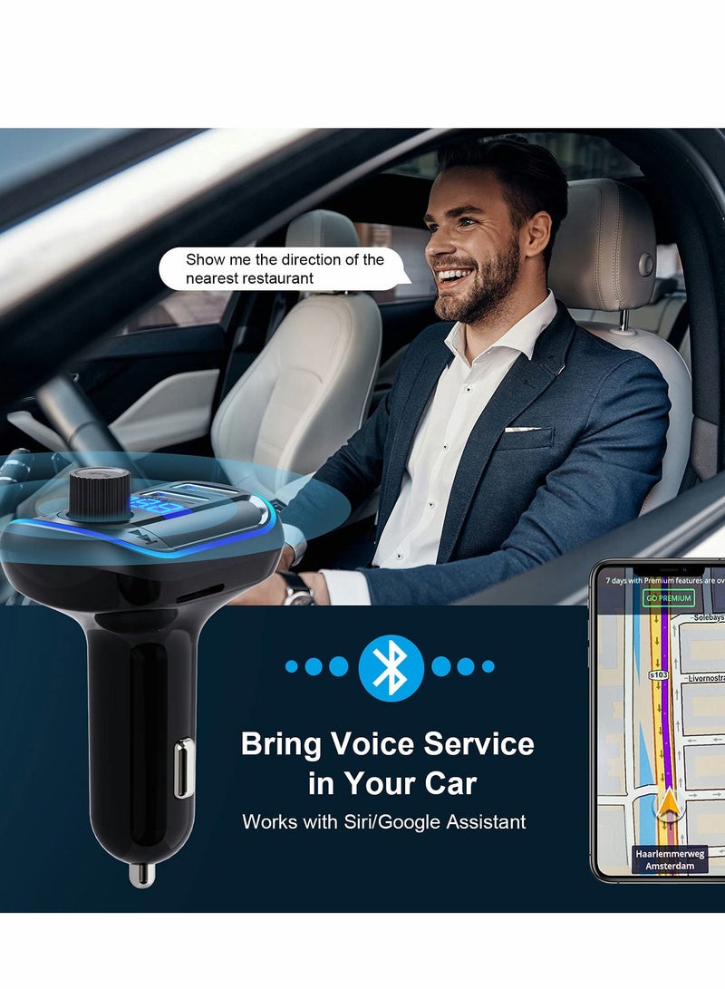 Bluetooth FM Transmitter for Car - CJX Bluetooth Car Charger Adapter with MP3 Player, Bluetooth 5.0 Radio Adapter, Stereo Car Kit, and LED Display for Enhanced Audio Experience. - Image 5