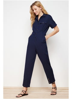 Navy Blue Woven Overalls TWOSS24TU00003