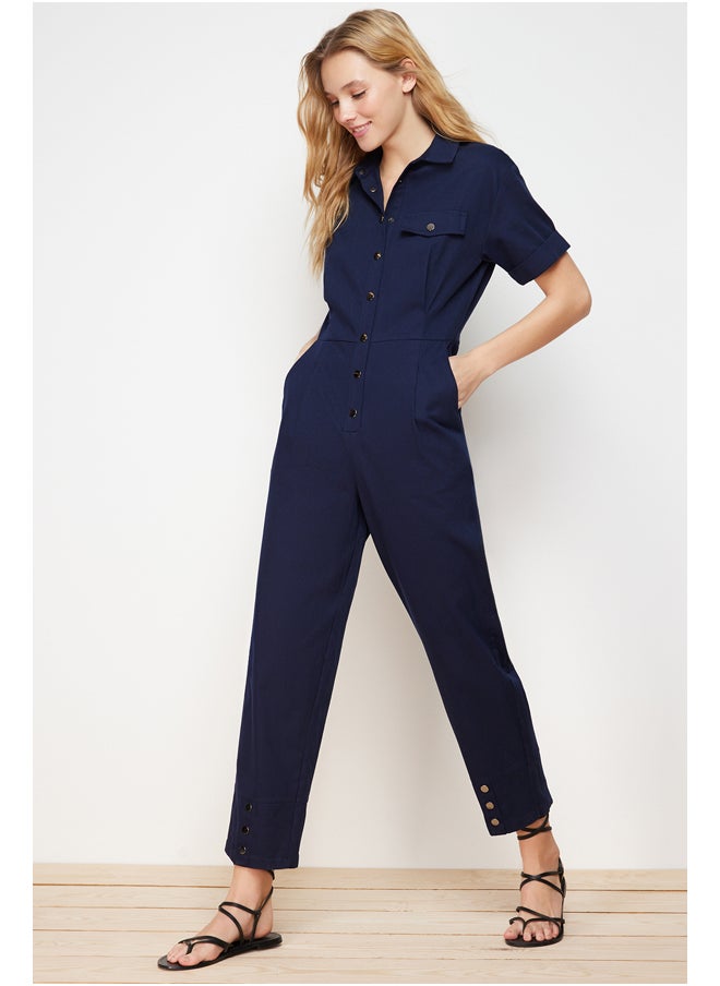 trendyol - Navy Blue Woven Overalls TWOSS24TU00003 - Image 1