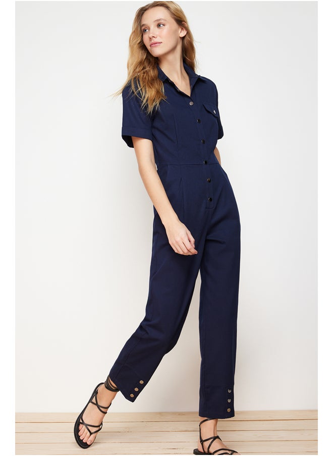 trendyol - Navy Blue Woven Overalls TWOSS24TU00003 - Image 1