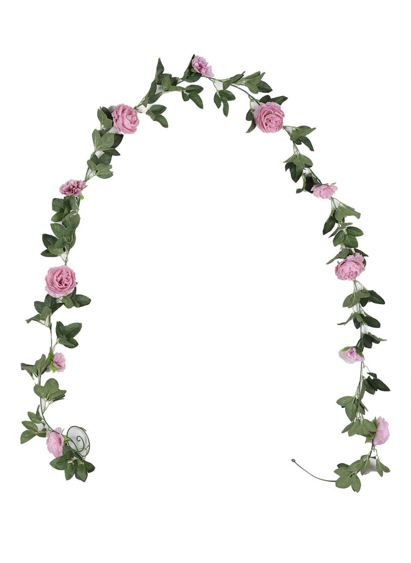 Duovlo Duovlo 82Ft Artificial Peony Flower Garland Hanging Greenery Vine Silk Floral Vine Home Wedding Arch Wall Craft Arrangement DecorationsPack of 2 Rosy Brown 